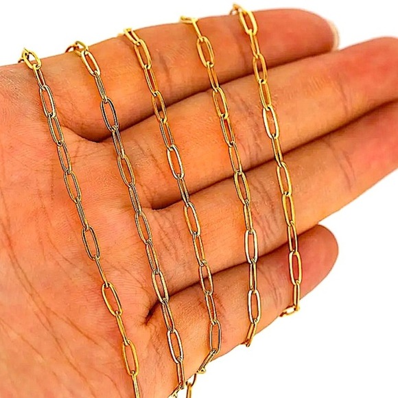 Gold Plated Paperclip Necklace, Multilayer, Minimalist, Boho, Statement - Picture 5 of 6